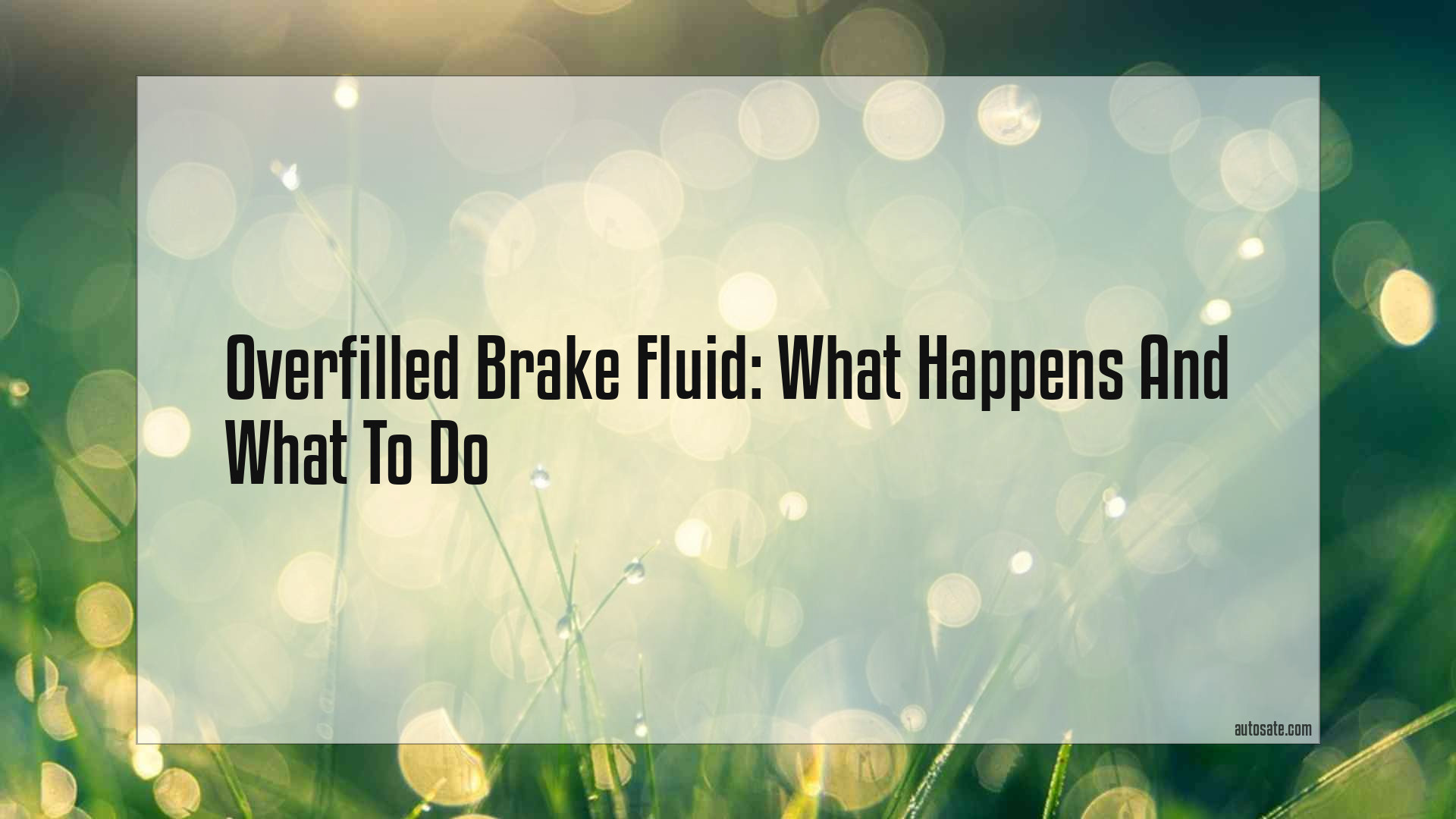 Overfilled Brake Fluid: What Happens And What To Do